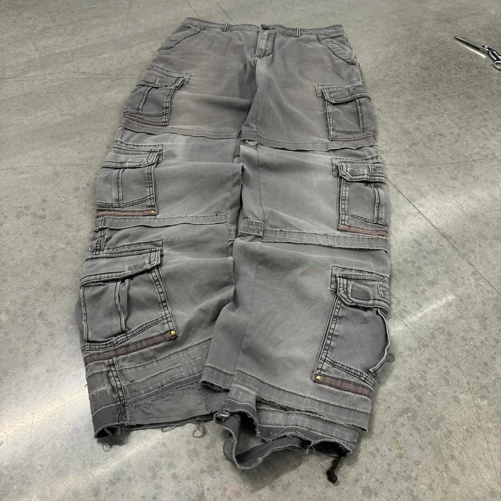 1 OF 1 Fedi Cartel 00s Y2K BAGGY Gray CARGO UTILITY PANT - 35/37